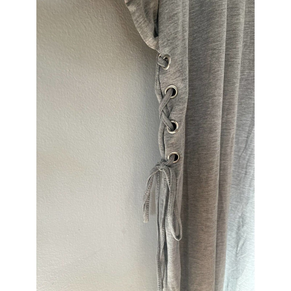 Ava & Viv Light Gray Jersey Knit Lace Up Waist Long Sleeve Midi Dress Size 1X - Picture 4 of 6